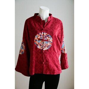Vintage cotton Embroidered Mandarin Long Sleeve  Jacket S